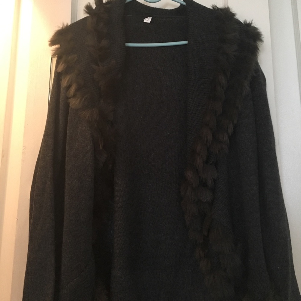 Alfani Fur Accented Cardigan NWT